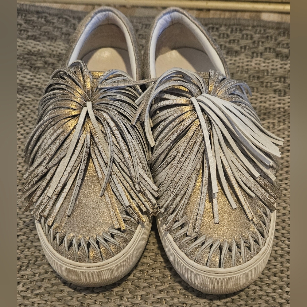 J/Slides Bronze Metallic Leather Aria Shoes. 6